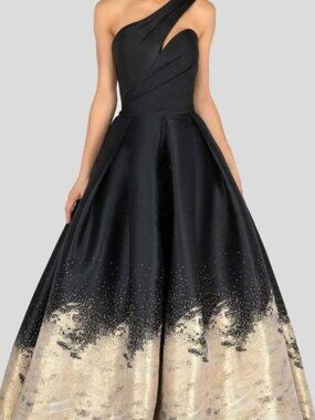 Terani Couture -  Two Tone Asymmetric Pleated Ballgown